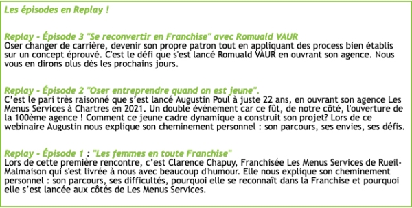 Franchise Les Menus Services : newsletter du mois de Mai !